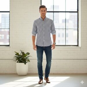 Polo Ralph Lauren Regent Custom Fit Shirt Blue & White Striped Button Down